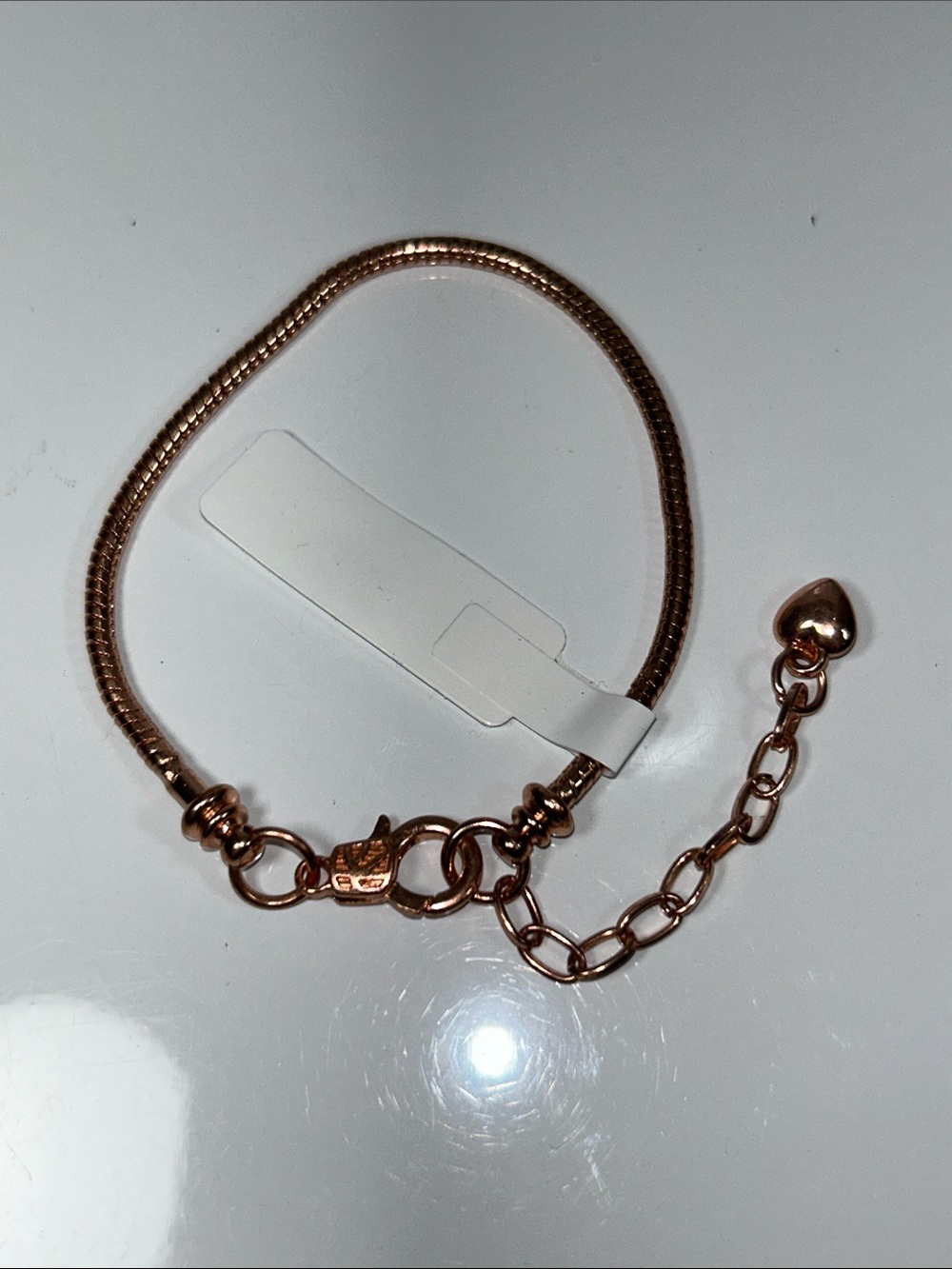 NWOT Hypoallergenic Stainless Steel Rose Gold Plate Euro Pandora Style Bracelet